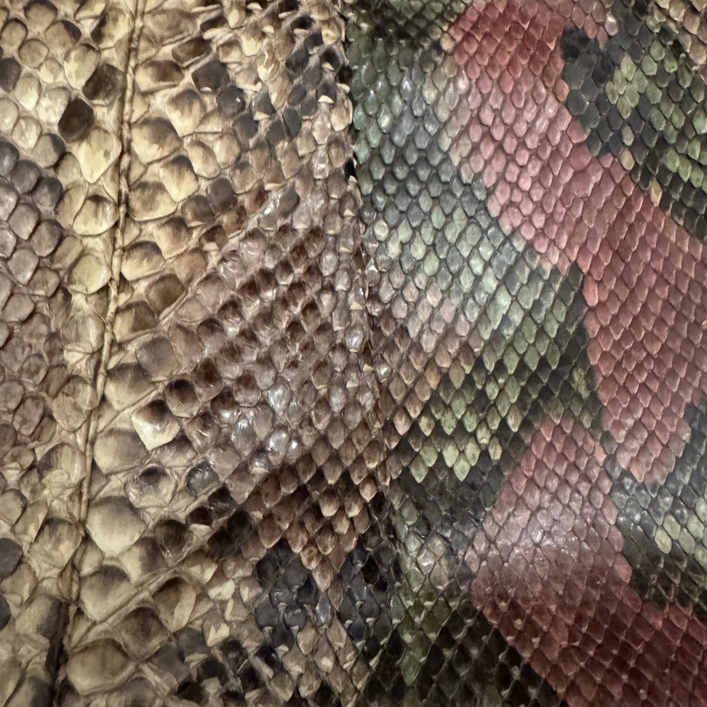 Judith Leiber Brown and Red Python Clutch - image 2